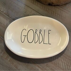 Rae Dunn Rare Vintage Big M Magenta ‘Gobble’ Oval Plate